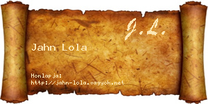 Jahn Lola névjegykártya